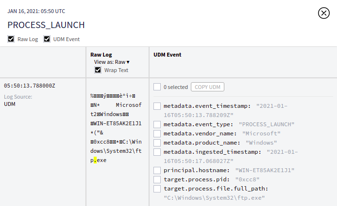 Log event details in Google SecOps
