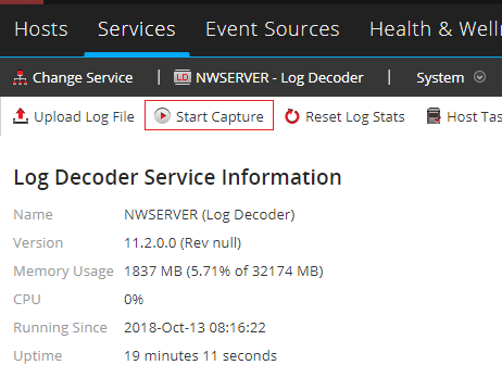 RSA NetWitness Start Capture