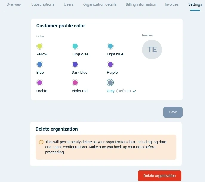 Customer Portal settings