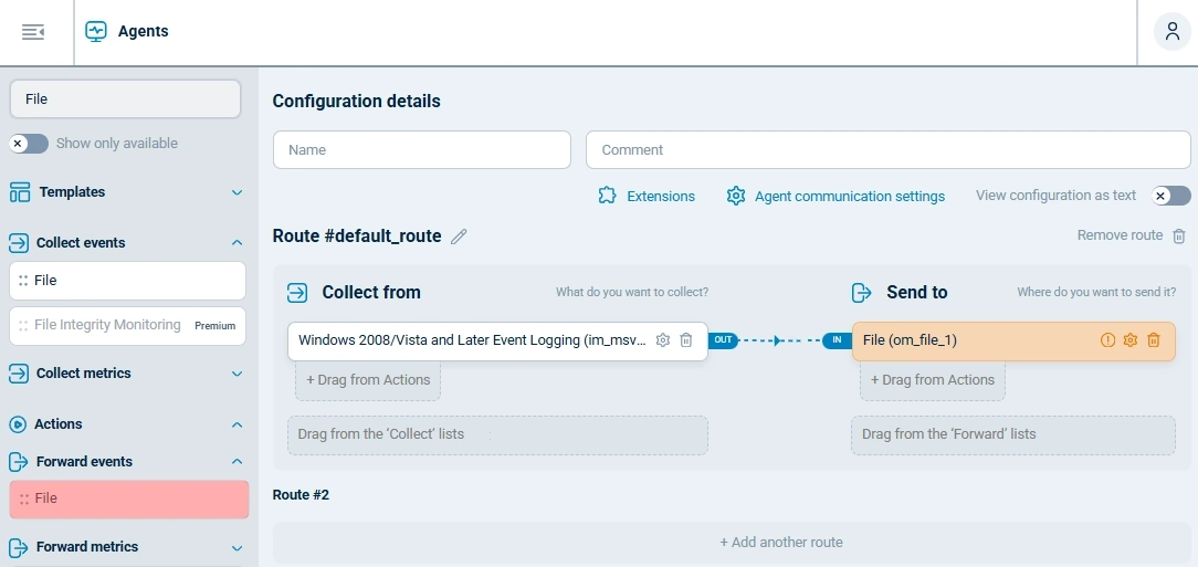 Configure the output