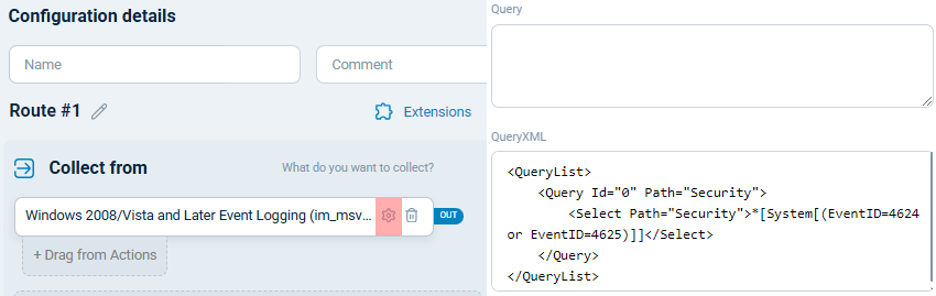Filter events with QueryXML