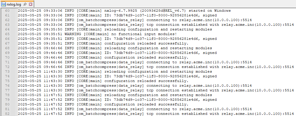 NXLog Agent logs