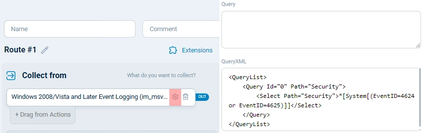 Filter events with QueryXML