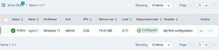 Saved configuration template