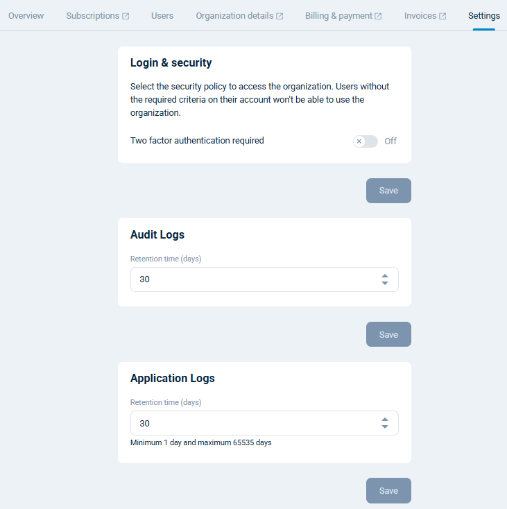 NXLog Platform organization details