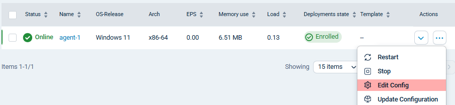 Configure an NXLog Agent from the agent table