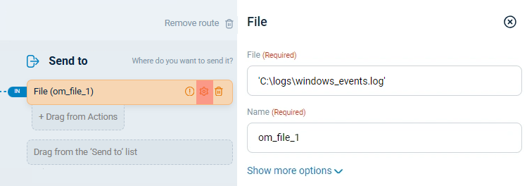 Configure the output path