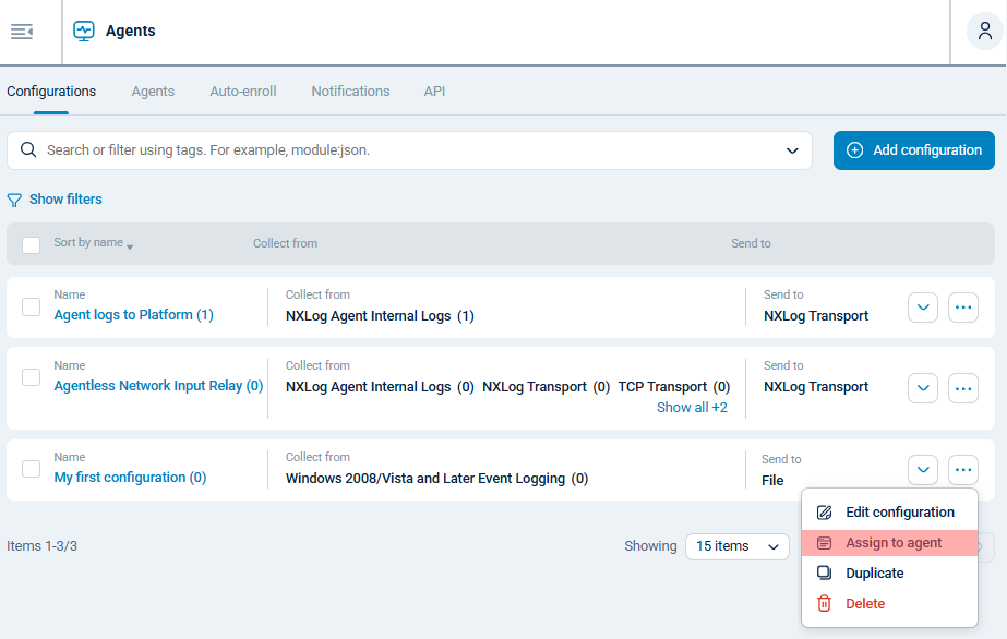 Assign the template to an agent