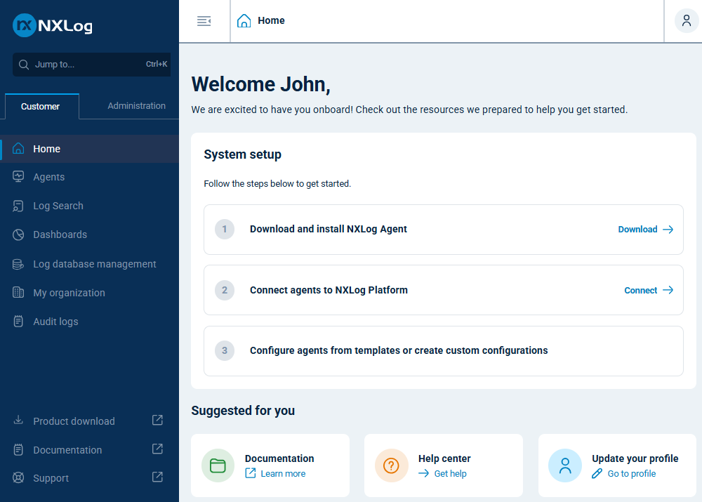 NXLog Platform home page
