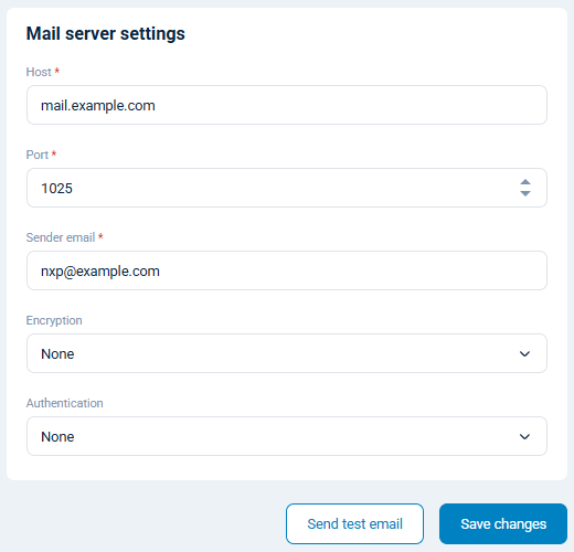 NXLog Platform mail server settings