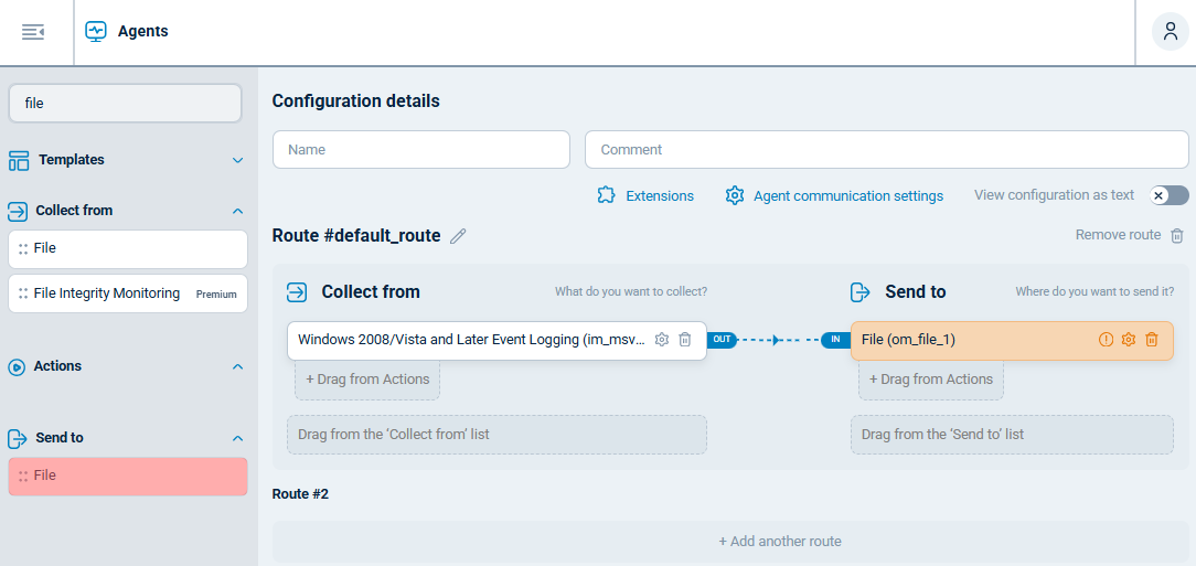 Configure the output