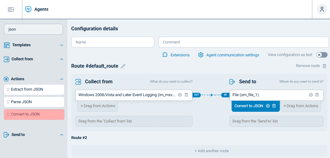 Configure JSON output
