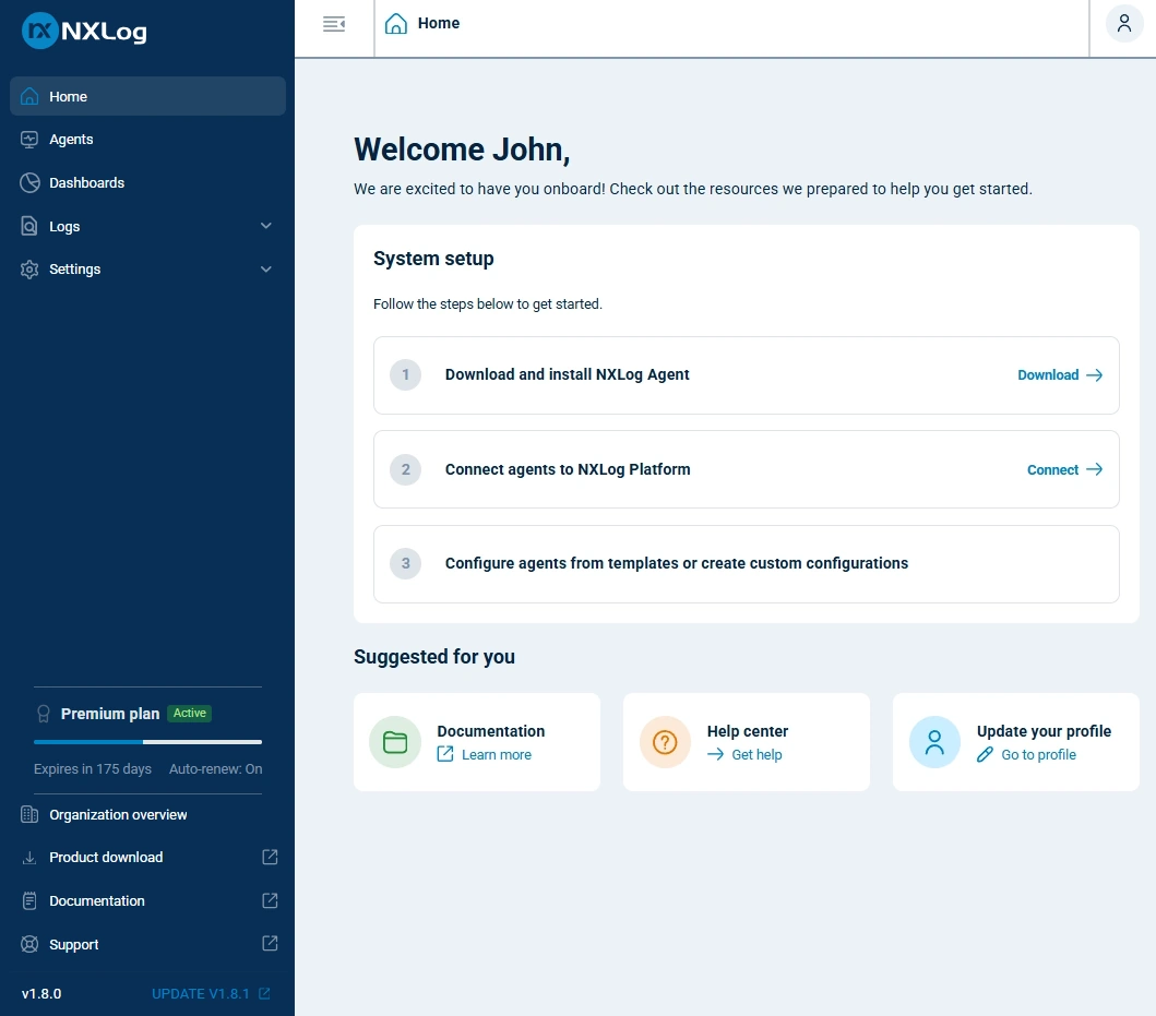 NXLog Platform home page