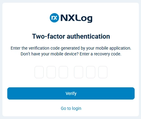NXLog Platform two-factor authentication