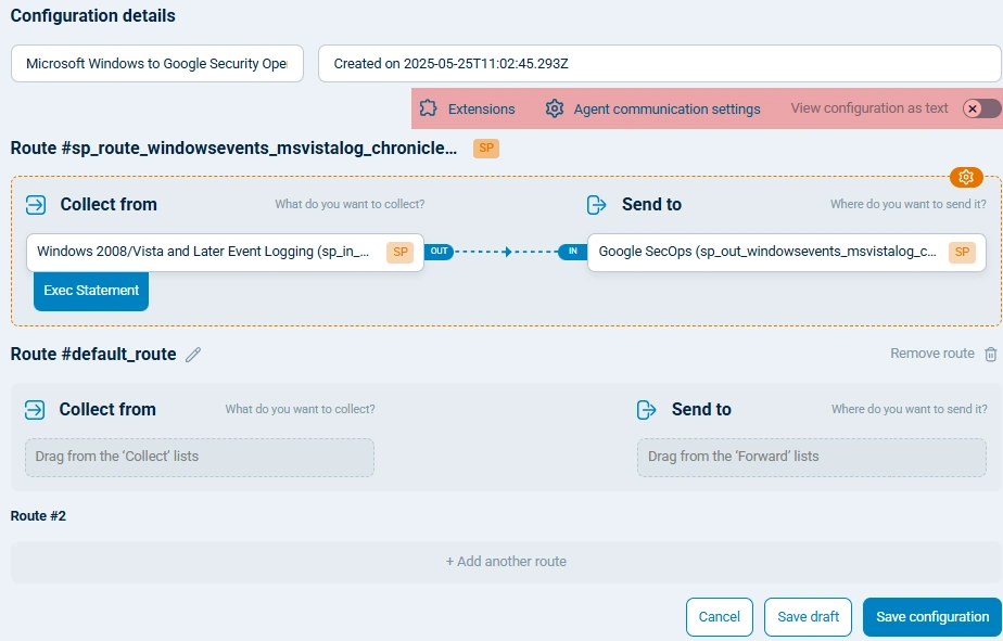 Template configuration details
